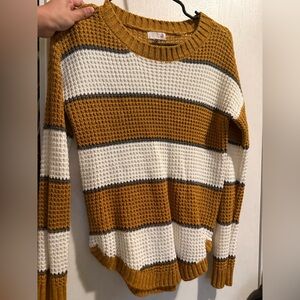 Striped Mustard and White Sweater